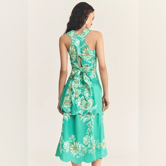FARM Rio Aqua Floral Cutout Midi Dress - Picture 3 of 4